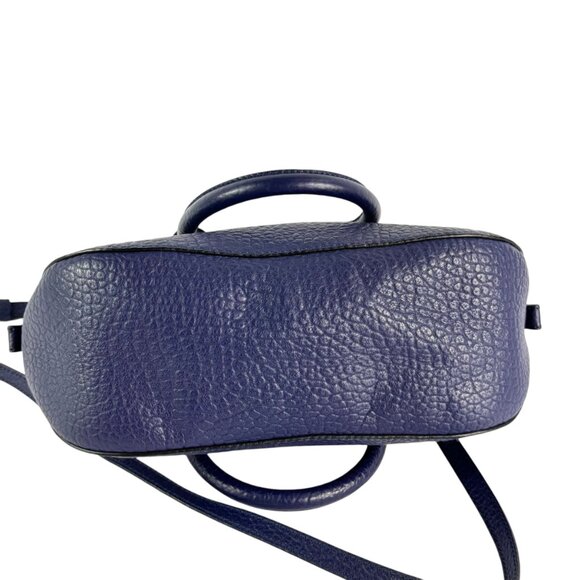 BURBERRY Royal Blue Orchard Bowling Grained Leather Satchel Shoulder Bag - Picture 4 of 16